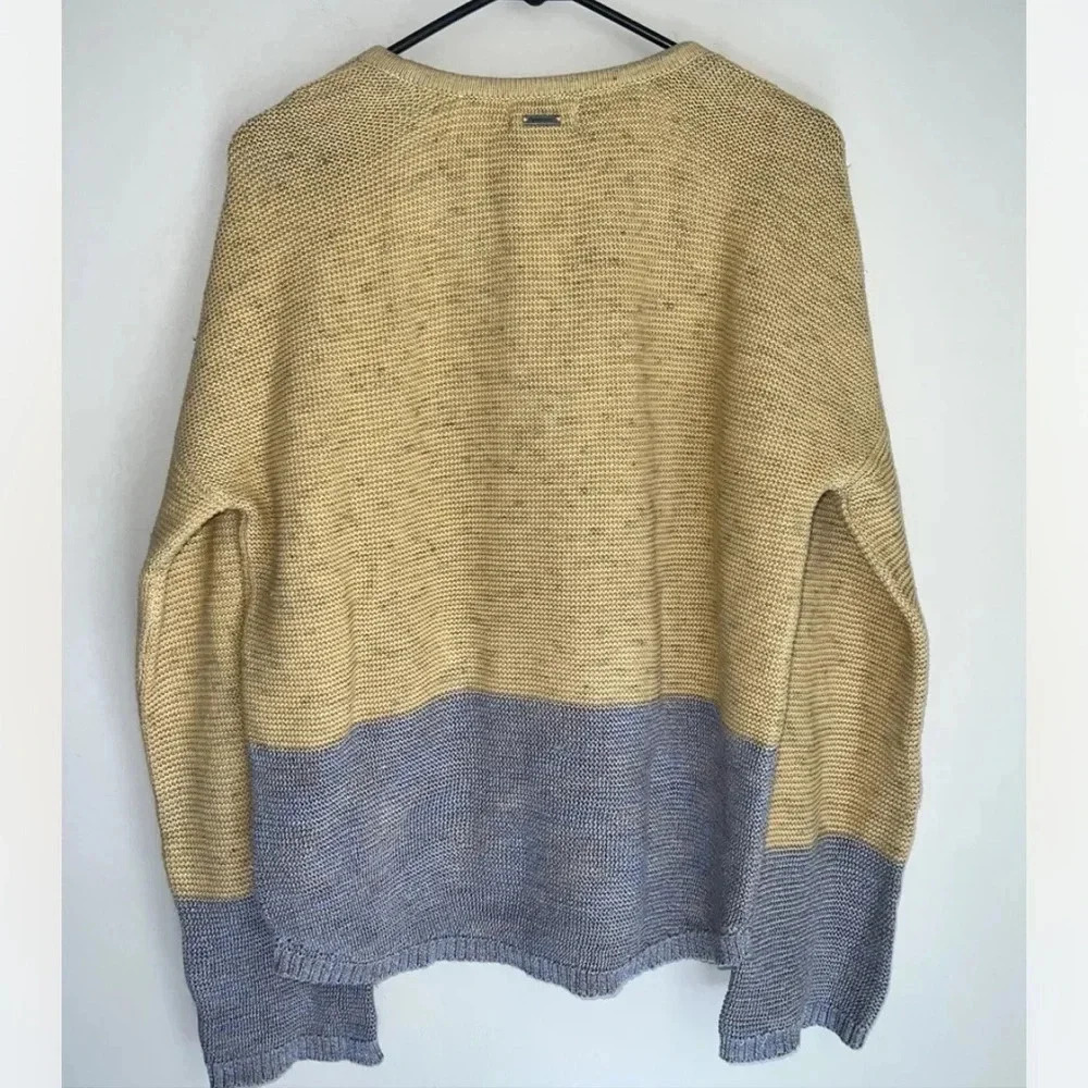 Prana Pullover V-Neck Sweater Women’s Small Yellow Gray Oversized NWT - Picture 5 of 5